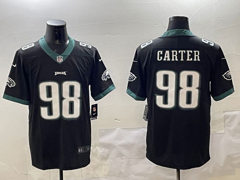 Men Philadelphia Eagles #98 Carter Black Second generations 2025 Nike Vapor Limited NFL Jersey style 1